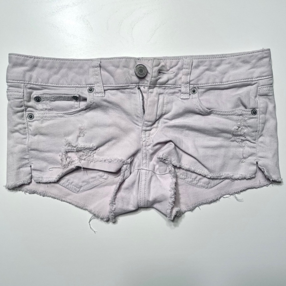 American Eagle | White Denim Stretch Short Shorts - Picture 2 of 3
